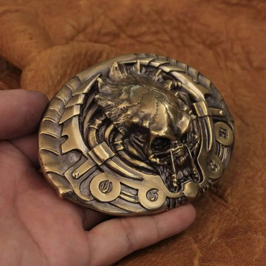 Men's 925 Sterling Silver AVP Predator Belt Buckle - Biker Punk Style