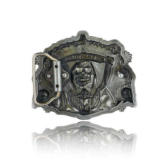 Grim Reaper Memento Mori Skull Western Belt Buckle Men's Vintage
