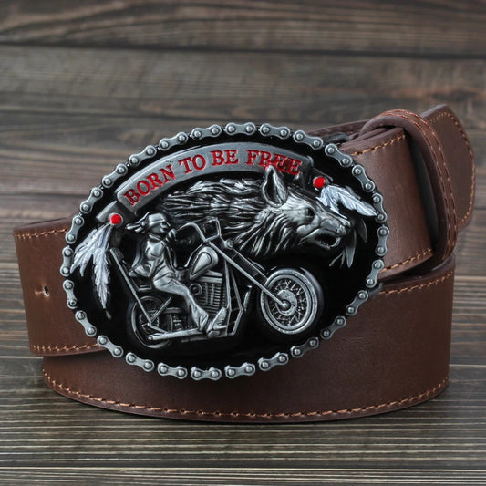 Unisex Metal Wolf Belt Buckle - Western Biker Style for Men & Women