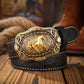 Unisex Vintage PU Leather Western Belt with Alloy Buckle