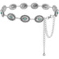 Women's Western Turquoise Concho Chain Belt - Adjustable Cowgirl Style