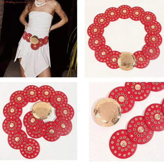 Women's Colorful Disc Western Belt - Vintage PU Leather Dopamine Style