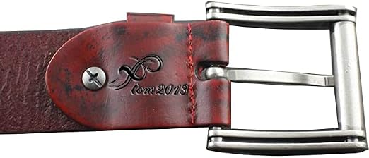 Men's Goth Skull Cross Genuine Leather Belt – Red