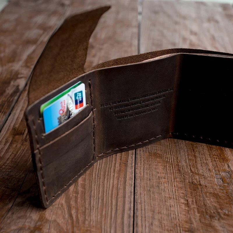 Personalized Retro Day Dreamer Horse Leather Trifold Wallet – Genuine Cowhide