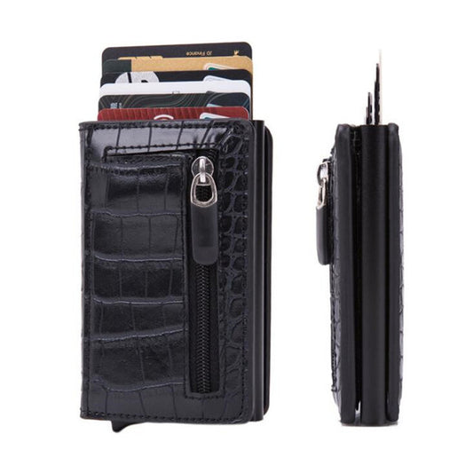 Carbon Fiber RFID Blocking Wallet – Slim Minimalist Metal Card Holder for Men & Women, Double-Sided Credit Card Case with Magnetic Closure