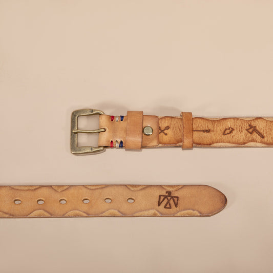 Men’s Vegetable Tanned Cowhide Leather Belt with Brass Buckle