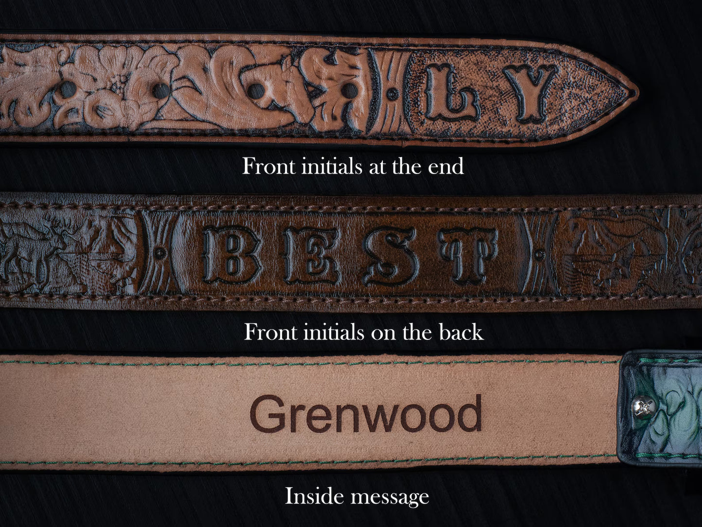 Wildlife Scene Leather Belt – Handmade Cowboy Belt