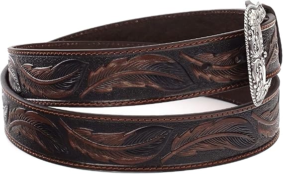 Men's Feather Embossed Leather Belt – Exchangeable Buckle