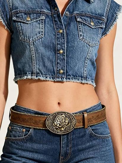 Women's Western Belt – Heart Embossed Buckle