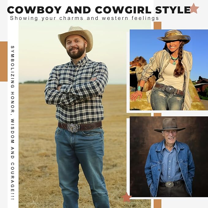 Western Leather Belt for Men – Removable Alloy Buckle