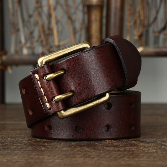 Men’s 1.5 Inch Double Prong Leather Jeans Belt
