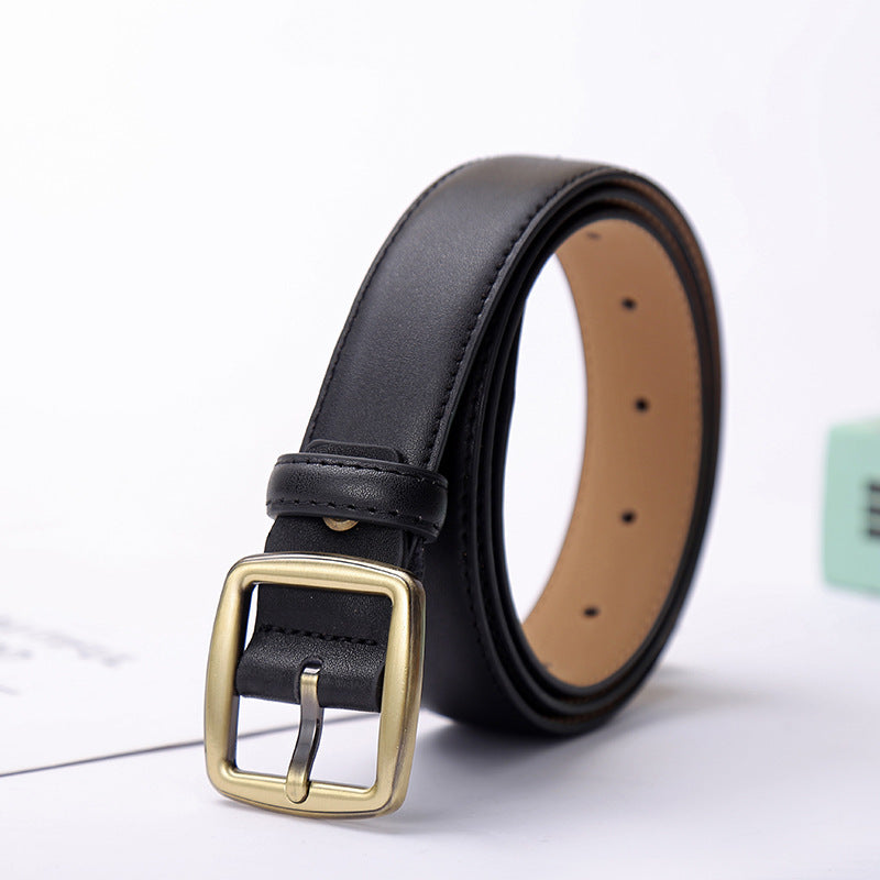 Elegant Cowhide Leather Casual Belt for Men & Women