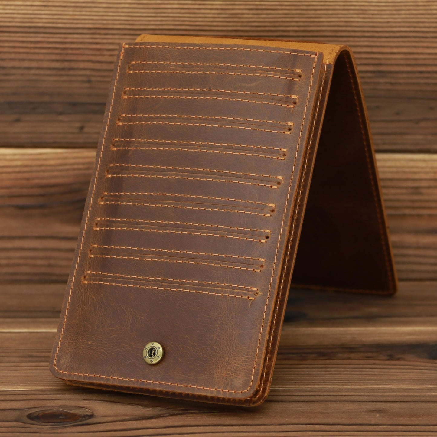 Men's Long Leather Wallet – Crazy Horse Cowhide Card Holder, Phone & Money Bag with 18 Card Slots