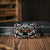 Unisex Vintage Western PU Leather Belt with Floral Carved Buckle for Jeans