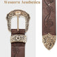 Women's Vintage Western Belt – Gold Floral Buckle