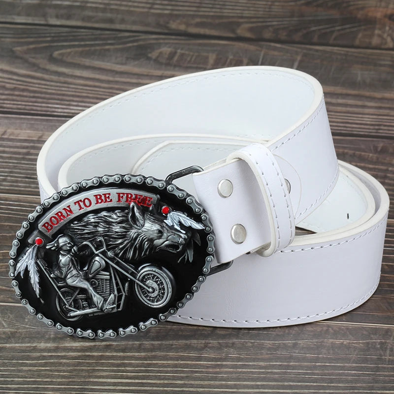 Unisex Metal Wolf Belt Buckle - Western Biker Style for Men & Women