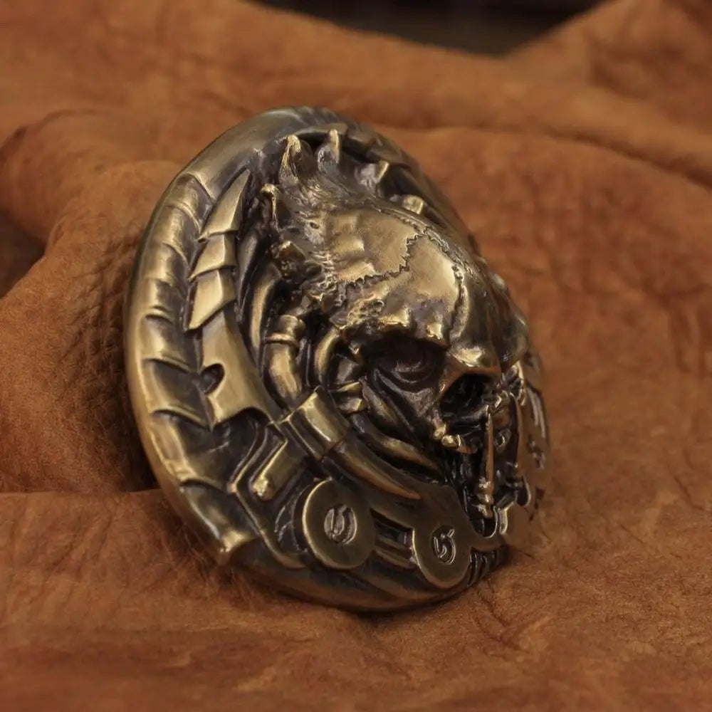 Men's 925 Sterling Silver AVP Predator Belt Buckle - Biker Punk Style
