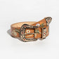 Women's Vintage Western Floral PU Leather Belt - Embossed & Embroidered