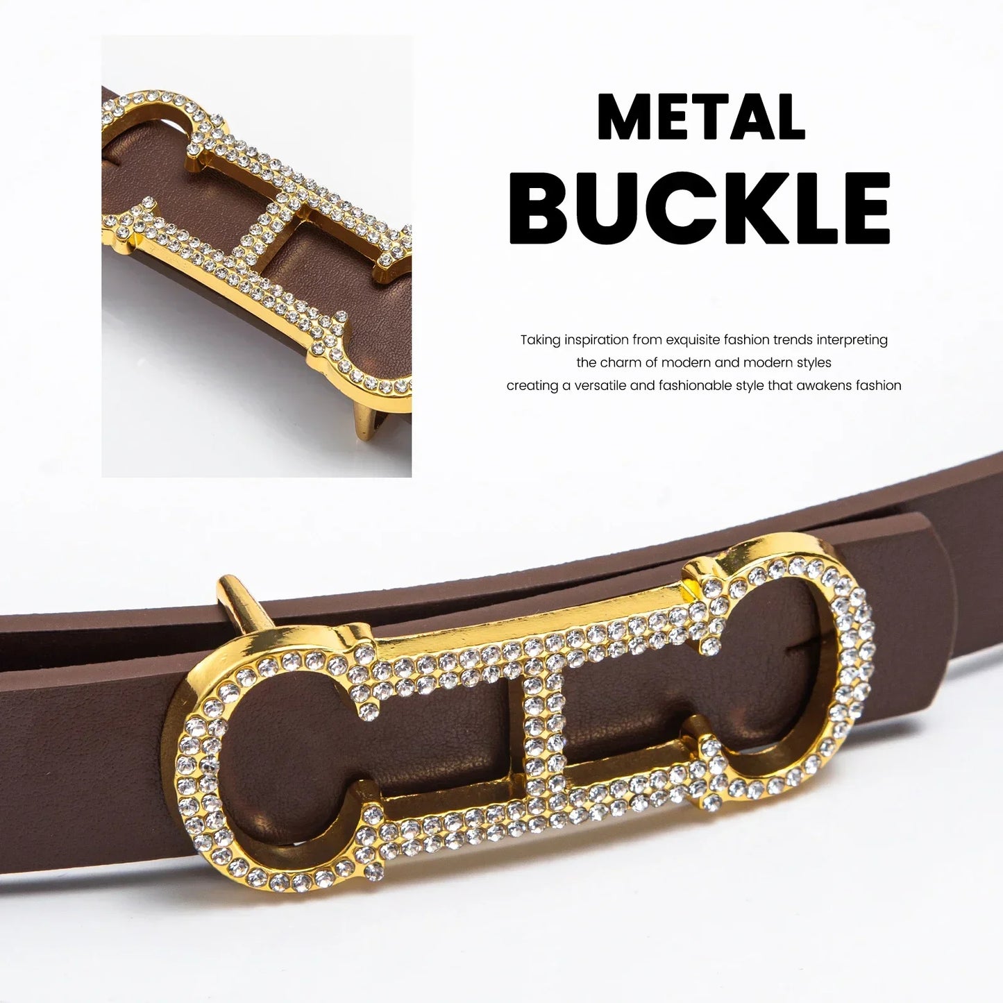 Women's Designer Split Western Leather Belt - Fashion Alloy Buckle for Jeans & Dresses