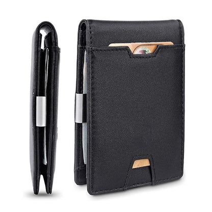 Men’s Carbon Fiber-Style PU Leather Money Clip Wallet – Slim Card Holder