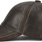 Brown Genuine Cowhide Leather Baseball Cap with Adjustable Metal Buckle, Unisex