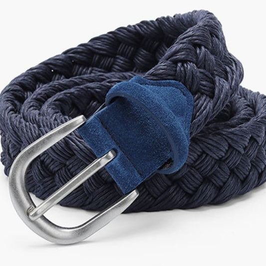 Suede Woven Casual Belt with Alloy Buckle – 4 Colors