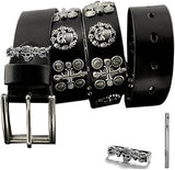 Men's Punk Skull Cross Genuine Leather Belt – Black | BeltNBuckles