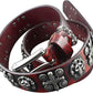 Men's Goth Skull Cross Genuine Leather Belt – Red