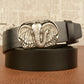 Western Cowhide Leather Belt - Elephant Buckle Statement