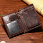 Men’s Vintage Bifold Leather Business Wallet – Multi-Compartment, Chocolate Brown