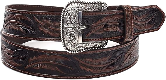 Men's Feather Embossed Leather Belt – Exchangeable Buckle