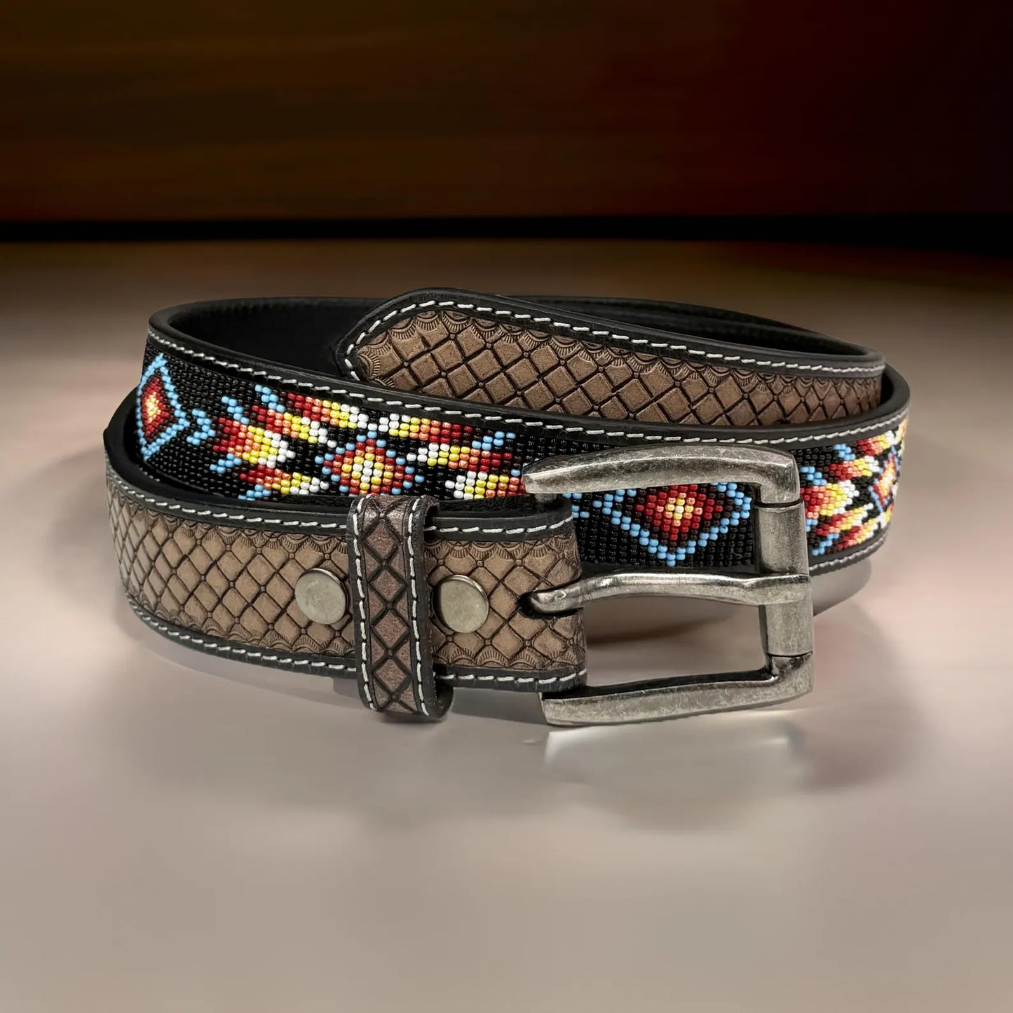 Full Grain Leather Western Belt – Eagle Tooled Design