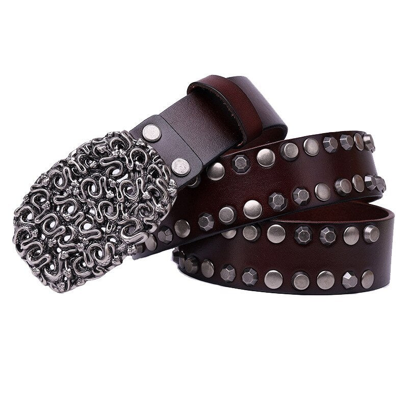 Top Layer Cowhide Rivet Punk Biker Belt