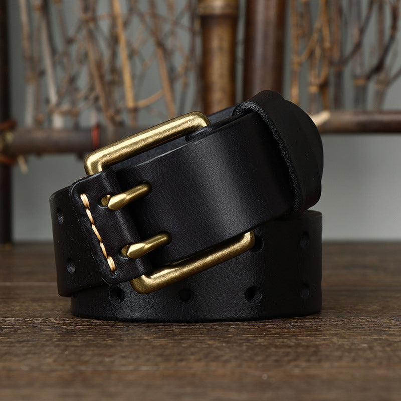 Men’s 1.5 Inch Double Prong Leather Jeans Belt