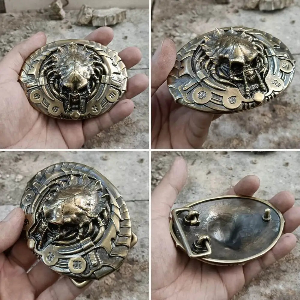 Men's 925 Sterling Silver AVP Predator Belt Buckle - Biker Punk Style