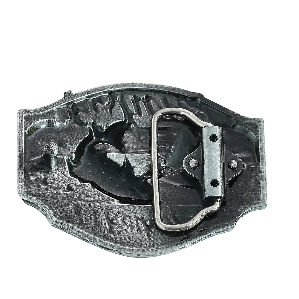 Western Cowboy "I'd Rather Be Fishing" Enamel Belt Buckle for Men