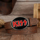KISS Logo Embossed Men's Belt Buckle - Red & Black Novelty Rock Fan Accessory