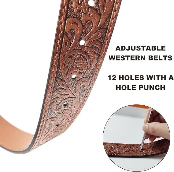 Western Belt with 3D Bald Eagle Buckle – Adjustable