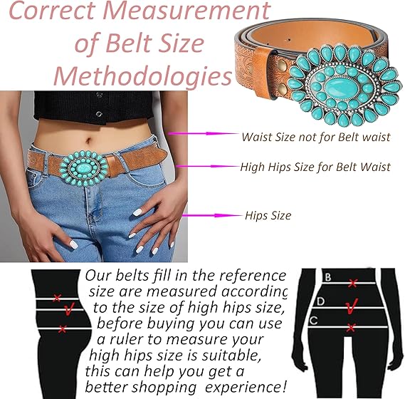 Women's Turquoise Embossed Western Belt – Detachable