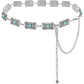 Women's Western Turquoise Concho Chain Belt - Adjustable Cowgirl Style