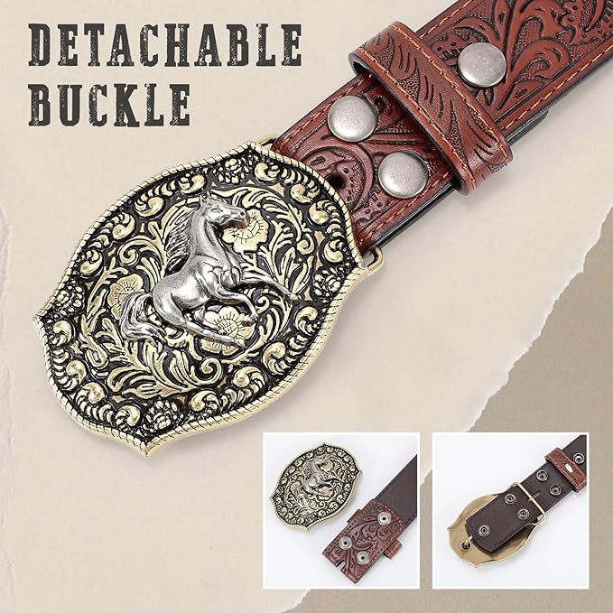 Western Cowboy Belt for Men – Retro Buckle Design