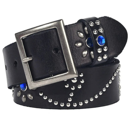Vintage Western Punk Belt for Women – Rhinestones & Studs