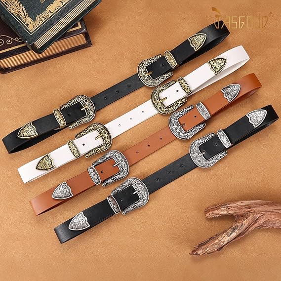 Women's Double Buckle Western Belt – Vintage Leather