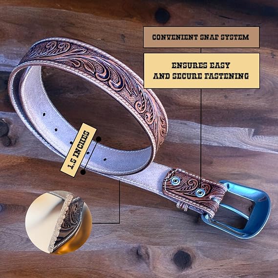 Men's Full Grain Western Belt – Handmade Snap-On Buckle