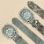 Western Cowgirl Engraved Leather Belt for Women Men – Gemstone Inlaid