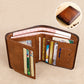 Men’s Short Leather Trifold Wallet, Large Capacity Top Layer Cowhide Horizontal Wallet