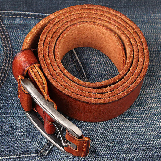 Men’s Genuine Leather Single Layer Pin Buckle Belt