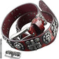 Men's Goth Skull Cross Genuine Leather Belt – Red