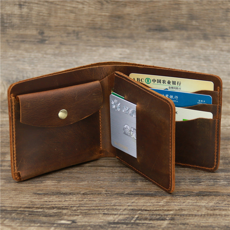 Men’s Retro Tri-fold Leather Wallet – Crazy Horse Cowhide