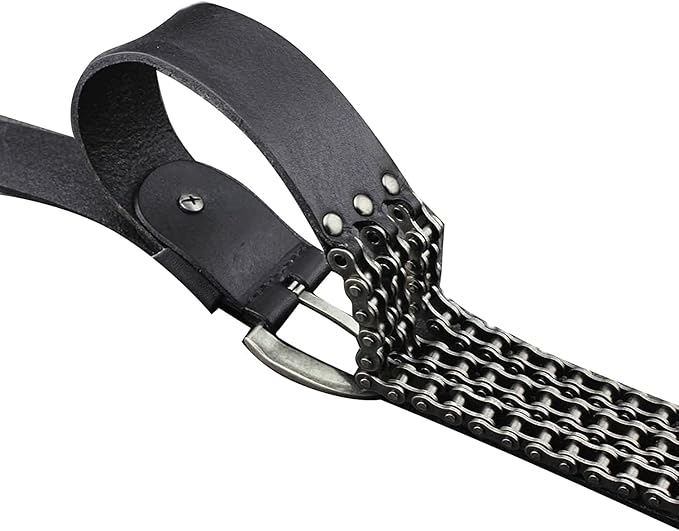 Men's Heavy Motorcycle Chain Leather Belt – Biker Rocker